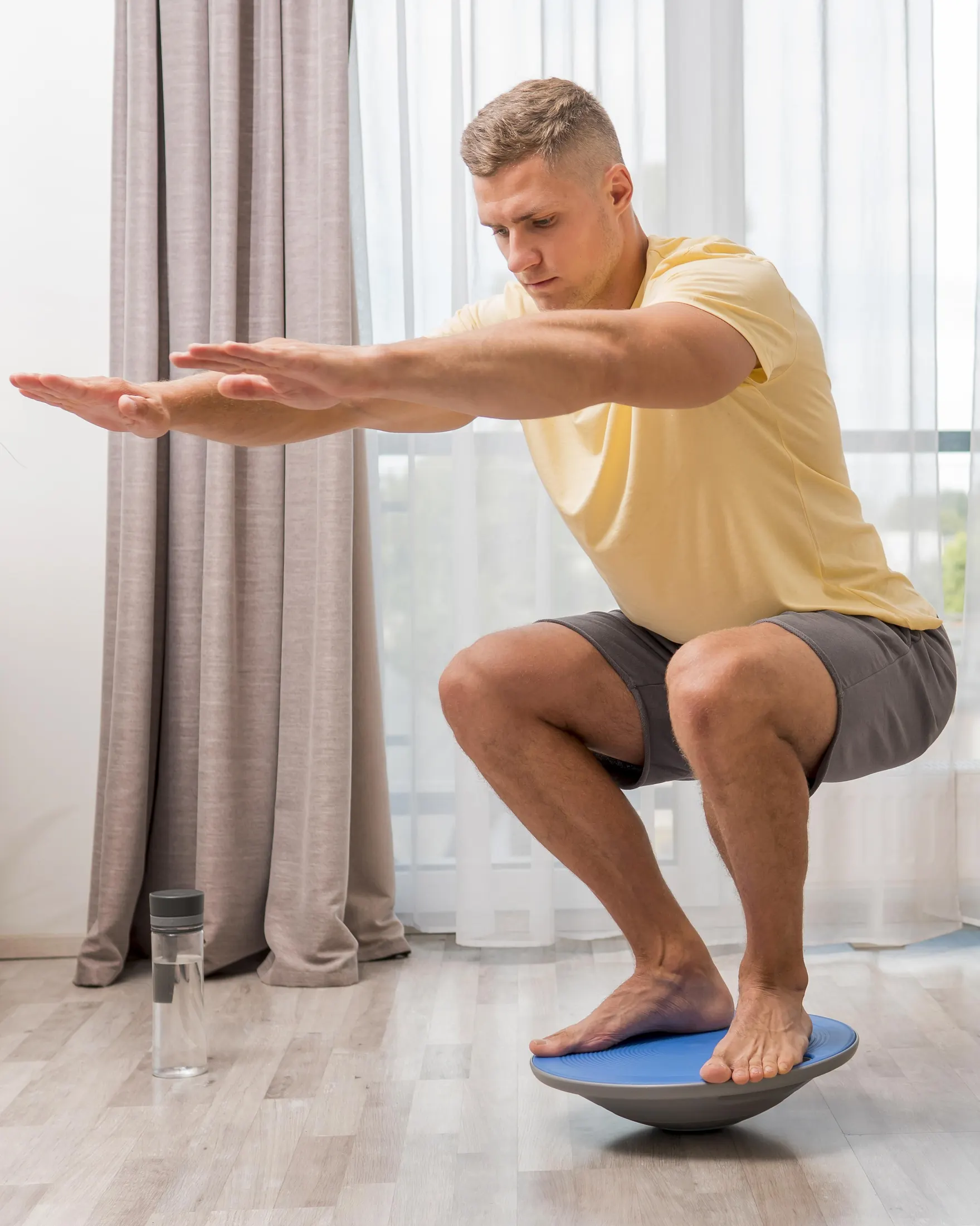 Calm illustrated morning stretching scene for an editorial wellness blog